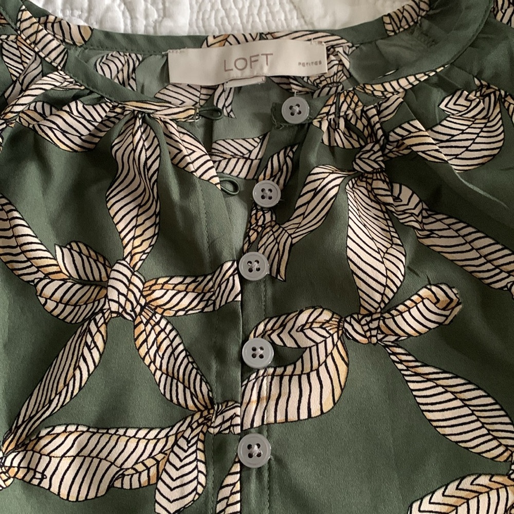 Loft Ribbon Bubble Sleeve Henley Top - Picture 7 of 11